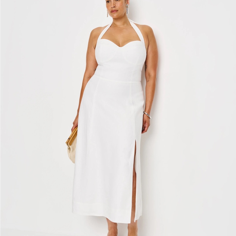 Reformation Tala White Linen Halter Dress Size 14